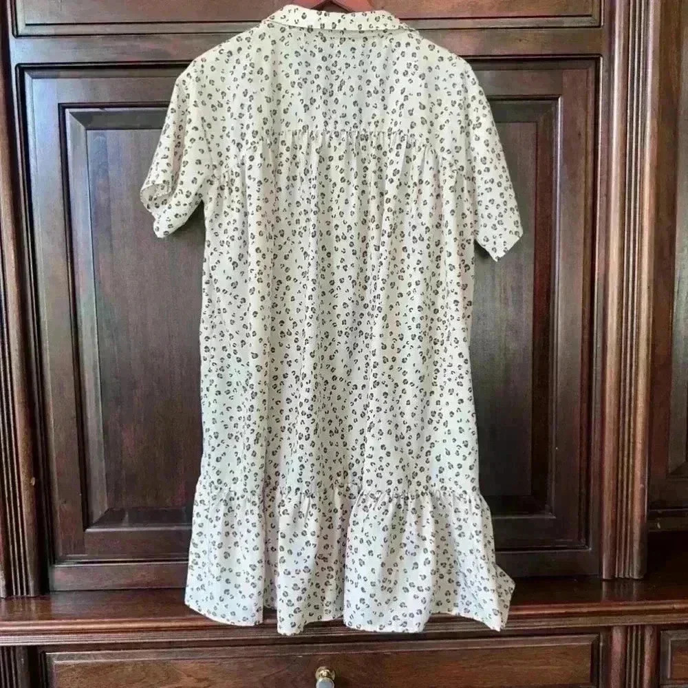 Easel Leopard Print flowing lightweight layers Dress, size Small! White & Brown - Picture 6 of 6